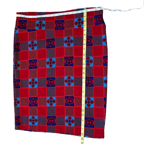 LuLaRoe Straight MIdi Skirt, Red Blue | 3X - Picture 6 of 9